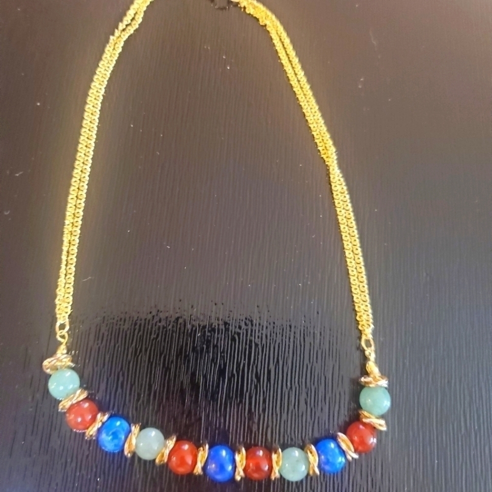 Vintage gold plated beaded necklace